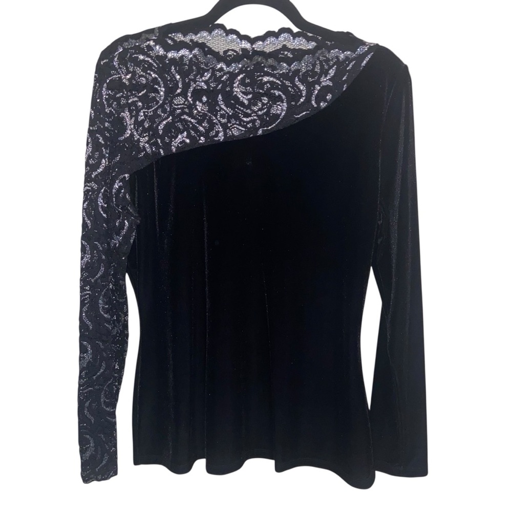 The Pyramid Collection Top Womens Large Velvet Lace Whimsigoth Vintage USA Black